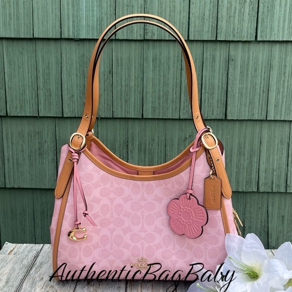 Coach Handbags - Coach Erin Shoulder Bag In Signature Canvas With Charms Purse Powder Pink